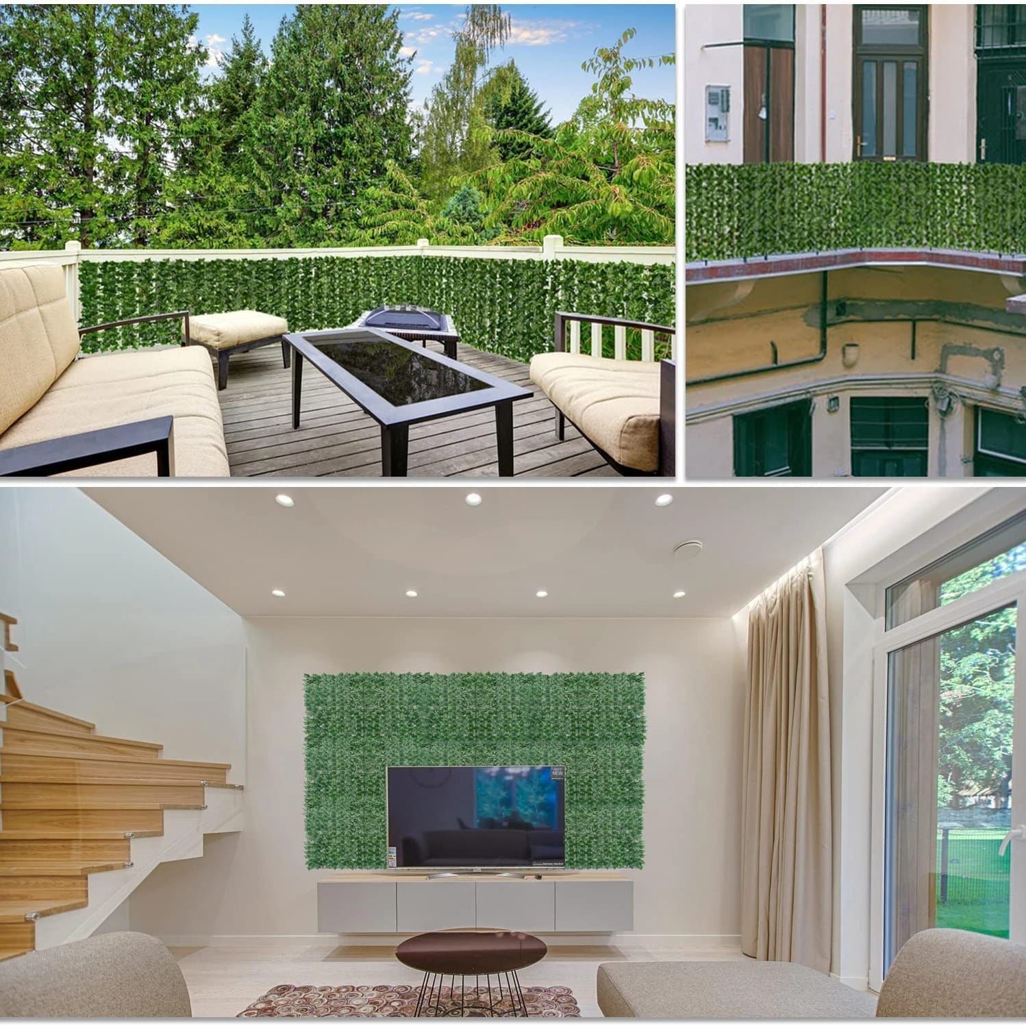 Artificial Privacy Fence Screen, Outdoor Expandable Balcony Hedges Fake Leaf, Balcony Fence Screening and Trellis Panel with Faux Ivy Vine Leaf for Wall Screen, Outdoor Garden, Christmas Decor