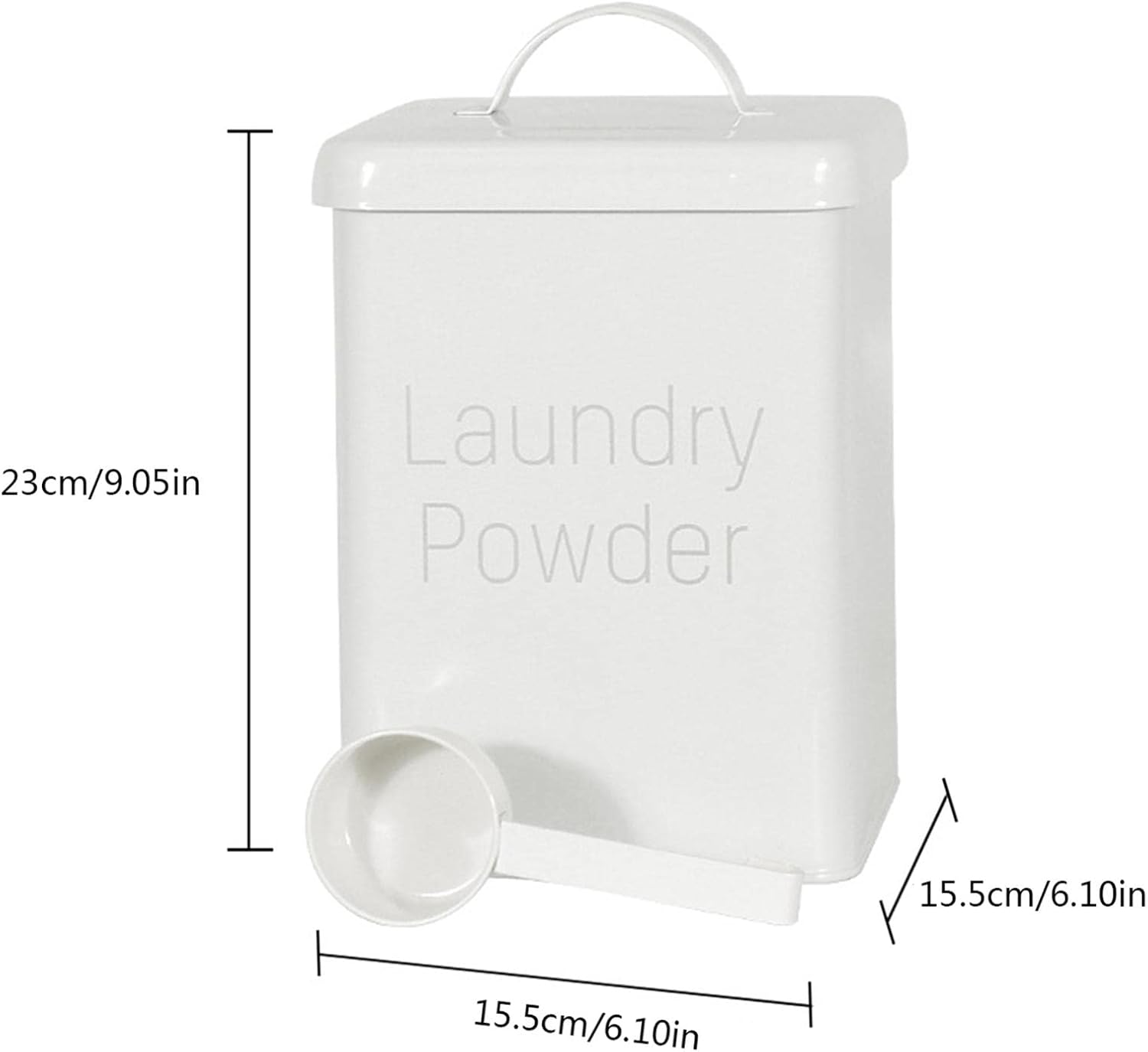 Laundry Powder Tin With Scoop - Metal Washing Powder Storage Box Container - Laundry Room Accessories For Detergent Storage