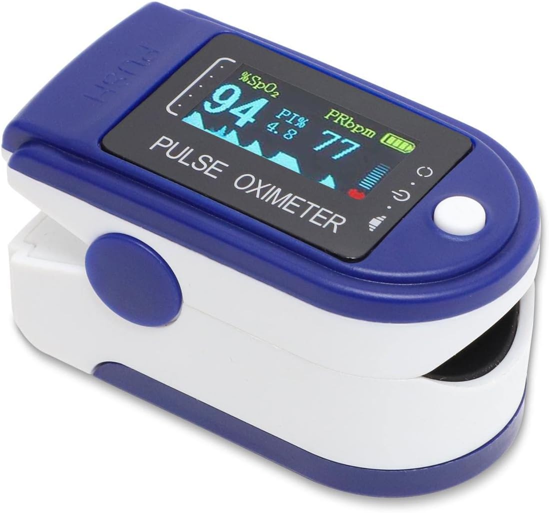 Finger Pulse Oximeter with OLED Display - Blood Oxygen Saturation & Heart Rate Monitor for Adults & Children