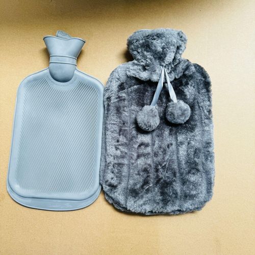 Hot Water Bottles with Cover, 2L Large Hot Water Bottle with Fluffy Cover, PVC Clear Hot Water Bag for Warm Pain Relief and Cold Heat Therapy