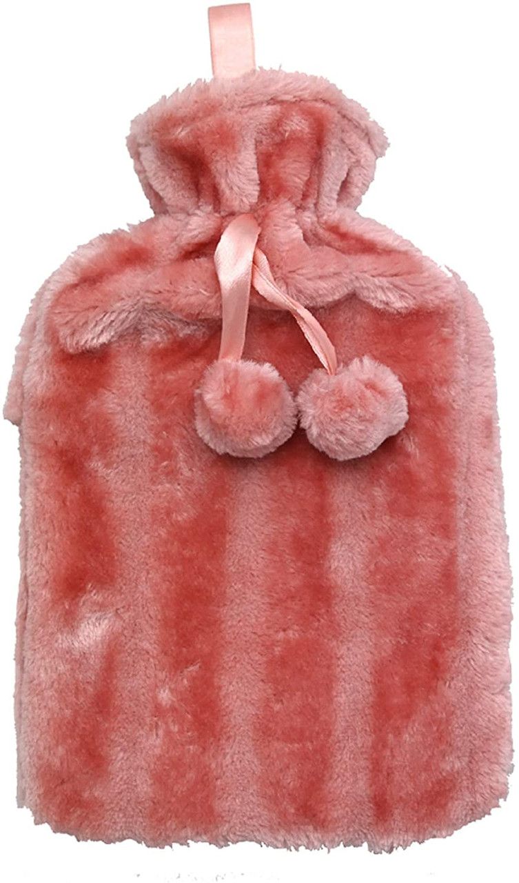 Hot Water Bottles with Cover, 2L Large Hot Water Bottle with Fluffy Cover, PVC Clear Hot Water Bag for Warm Pain Relief and Cold Heat Therapy