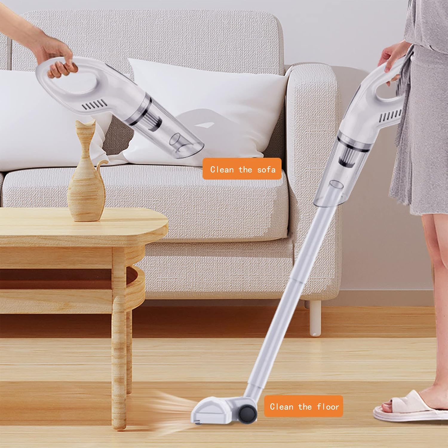 Cordless Stick Vacuum Cleaner, 30 Minute Long Run Portable Vacuum Cleaner Lightweight, Silent Cordless Vacuum Cleaner for Carpet and Hardwood Floors