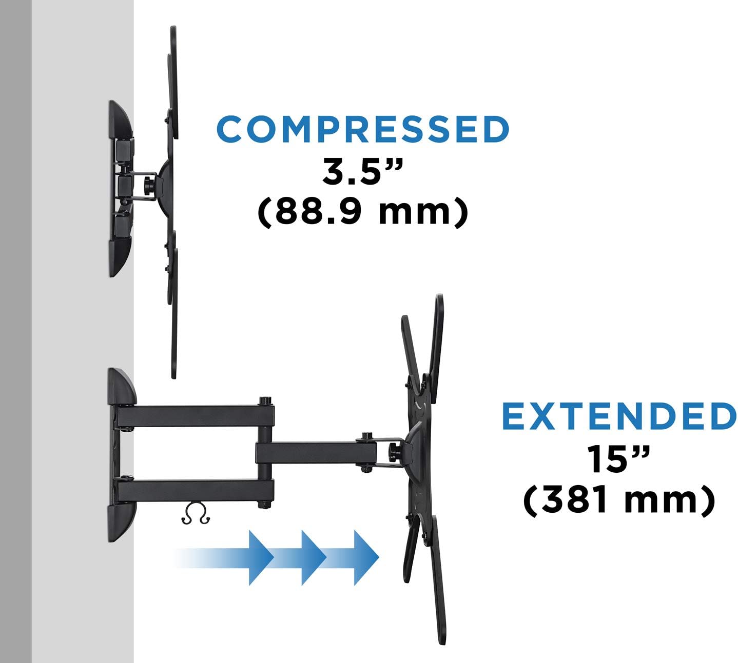 Full Motion TV Wall Mount Monitor Wall Bracket with Swivel and Articulating Tilt Arm, Fits 26 32 35 37 40 42 47 50 55 Inch LCD LED OLED Flat Screens up to 66 lbs