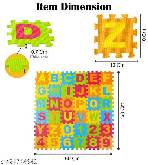 Kids Foam Play Mat Interlocking Alphabet and Numbers Floor Puzzle Colorful EVA Tiles Girls, Boys Soft, Reusable, Easy to Clean