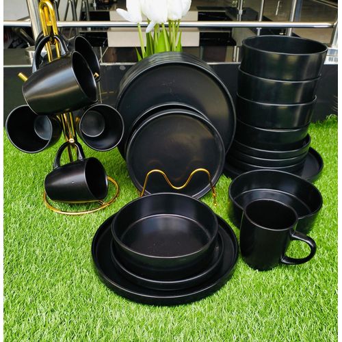 24-Piece, Service for 6 Dishware Set/Stoneware Dinnerware Set – Including Plates, Soup Plates, mugs and Bowls – Microwave & Dishwasher Safe