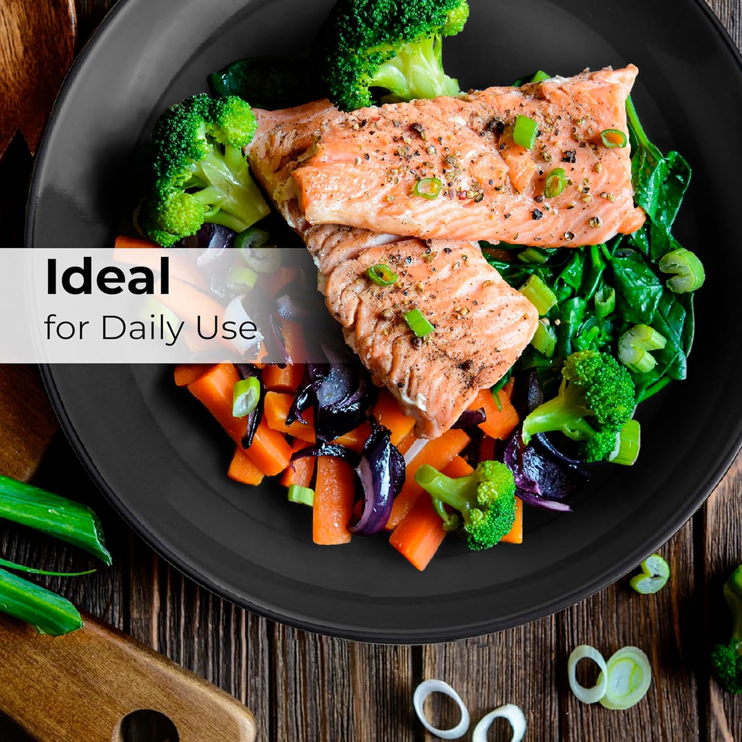 24-Piece, Service for 6 Dishware Set/Stoneware Dinnerware Set – Including Plates, Soup Plates, mugs and Bowls – Microwave & Dishwasher Safe