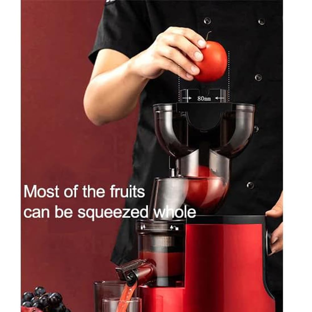 SOKANY SK-25 300W Juice Extractor, 80mm Wide Mouth, Juice Pitcher, Pulp Container, Reverse Chew Function, Slow Rotating Juice Extractor for Whole Fruits, Red