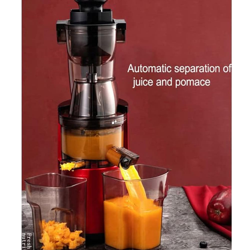 SOKANY SK-25 300W Juice Extractor, 80mm Wide Mouth, Juice Pitcher, Pulp Container, Reverse Chew Function, Slow Rotating Juice Extractor for Whole Fruits, Red