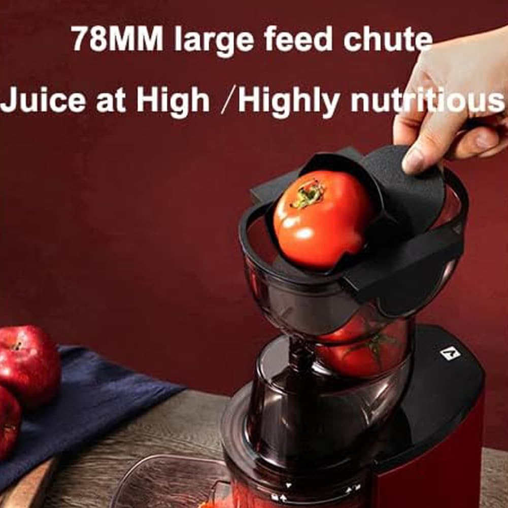 SOKANY SK-25 300W Juice Extractor, 80mm Wide Mouth, Juice Pitcher, Pulp Container, Reverse Chew Function, Slow Rotating Juice Extractor for Whole Fruits, Red