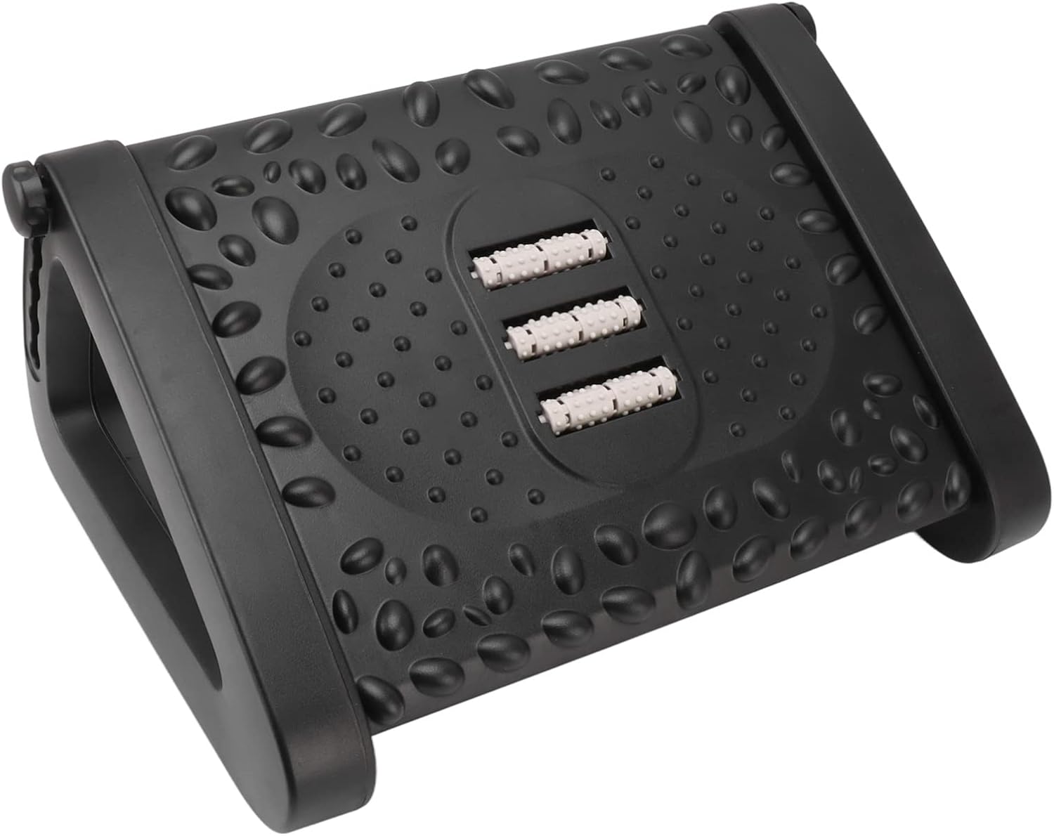 Under Desk Footrest 6 Height Under Desk Footrest, Foot Stool Under Desk Adjustable Ergonomic Foot Stool with Massage Texture and Roller for Office (Black)