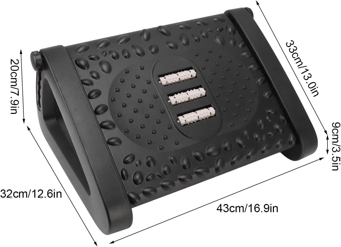 Under Desk Footrest 6 Height Under Desk Footrest, Foot Stool Under Desk Adjustable Ergonomic Foot Stool with Massage Texture and Roller for Office (Black)