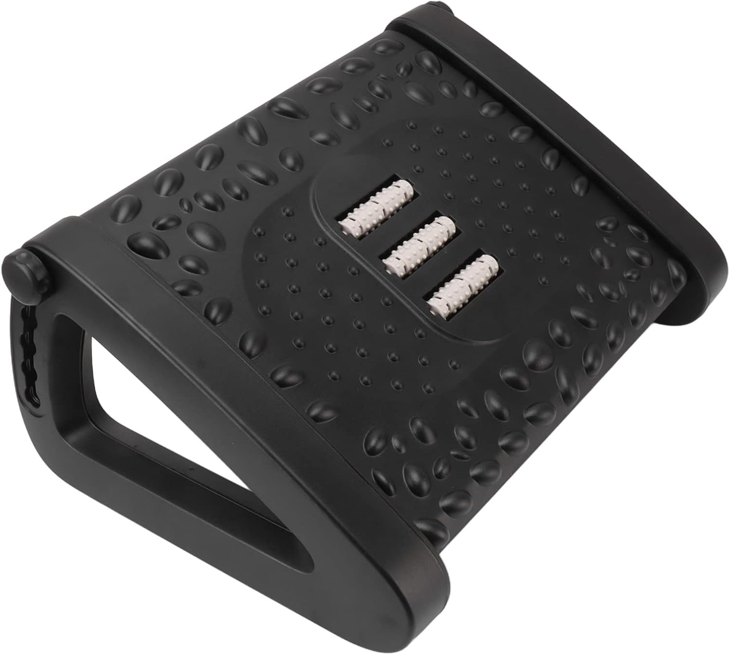 Under Desk Footrest 6 Height Under Desk Footrest, Foot Stool Under Desk Adjustable Ergonomic Foot Stool with Massage Texture and Roller for Office (Black)