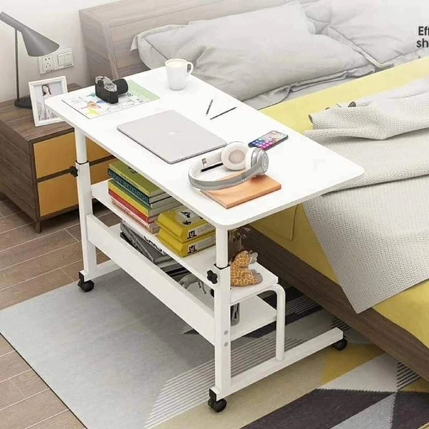 Bedside Table Mobile Laptop Table Sofa Side Laptop Notebook Desk Pc Stand Height Adjustable Portable and Sturdy for Living Room Bedroom