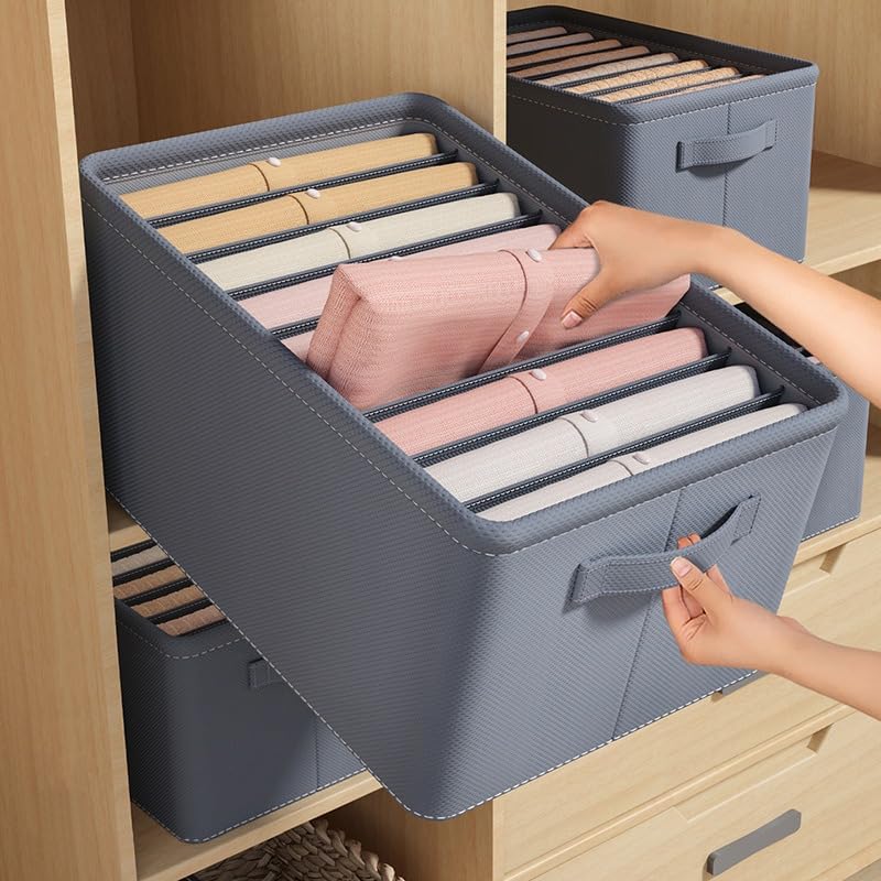 Fabric Wardrobe Clothes Organizer For Folded Clothes With Handle, Closet Drawer Organizers For Jeans Pants T-Shirt Sweater Kids Clothes