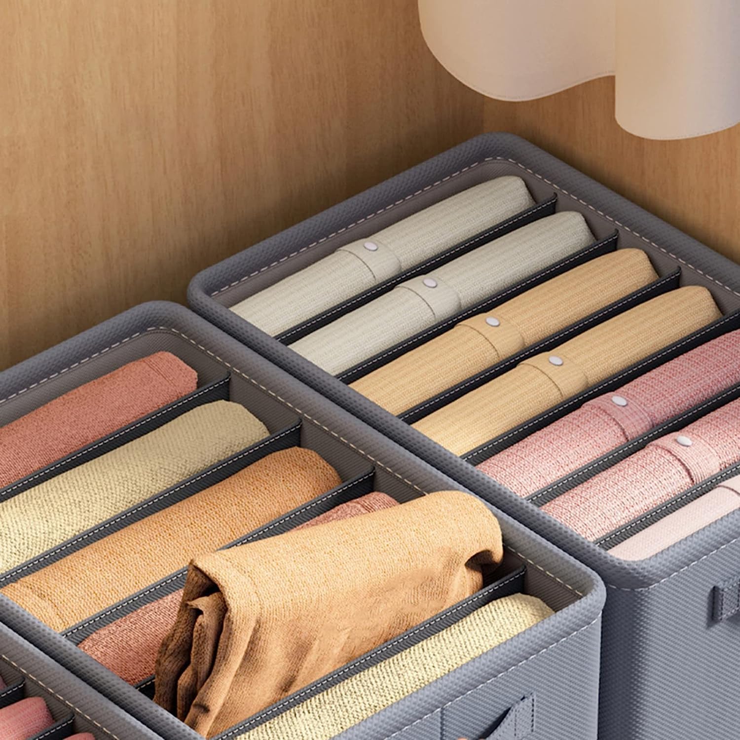 Fabric Wardrobe Clothes Organizer For Folded Clothes With Handle, Closet Drawer Organizers For Jeans Pants T-Shirt Sweater Kids Clothes