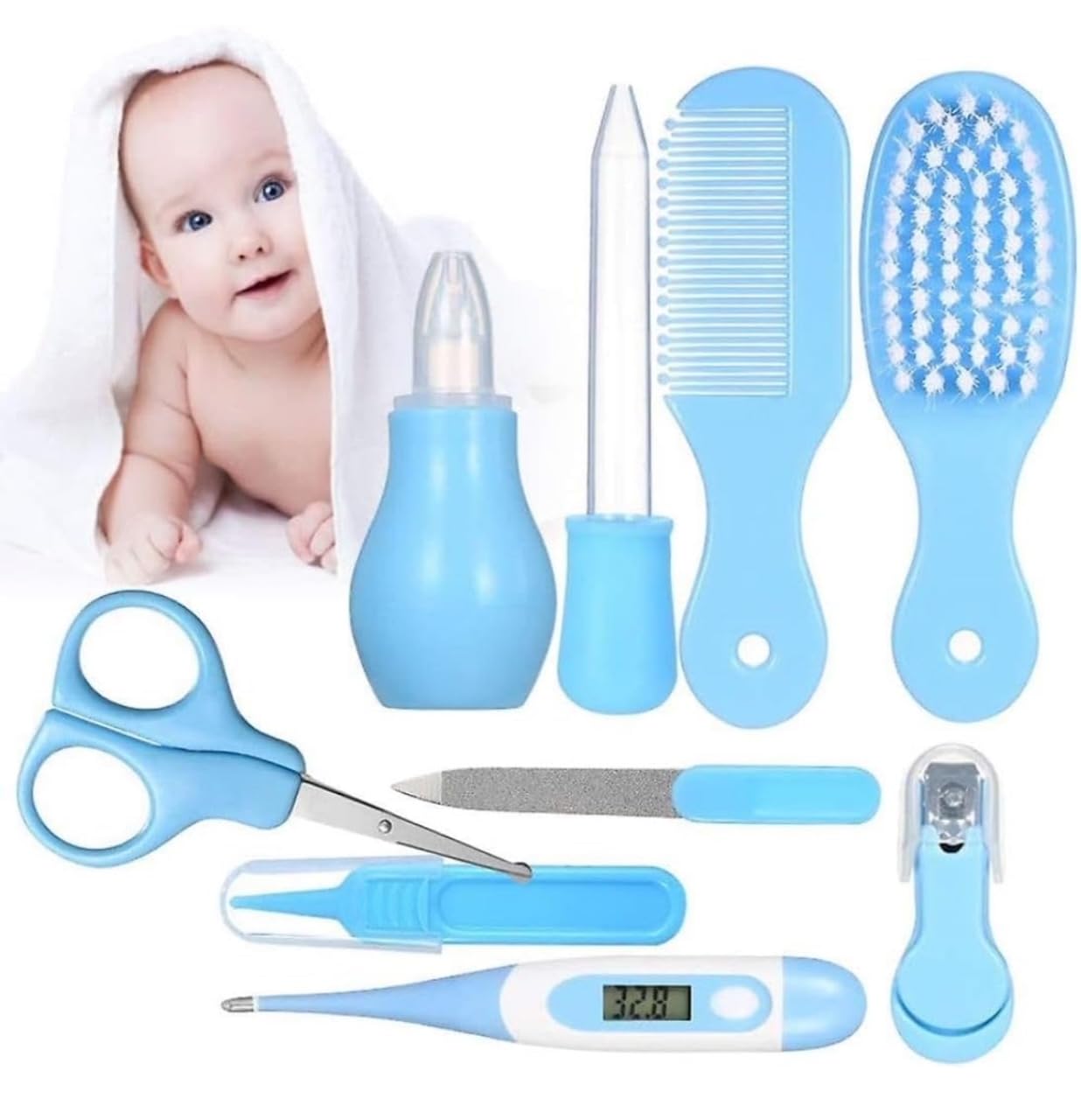 Kids Creation Baby Care kit/Baby Grooming kit for New Born Baby/Nursery Healthcare/Portable Baby Health Care kit - Perfect for Manicure & Pedicure Accessories. (10 pcs)