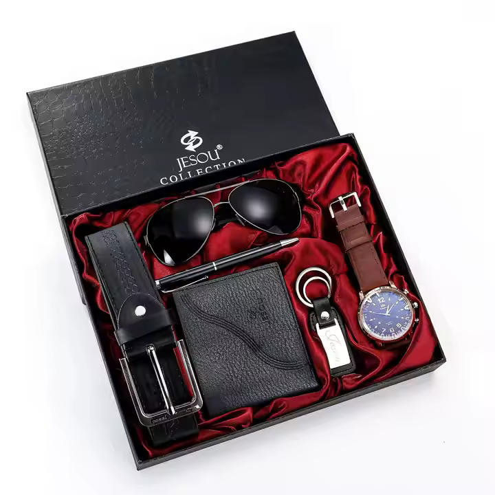 Popular Men's Gift Set Beautifully Packed Watch + Belt Wallet Creative Simple Combination Set for Father's Day