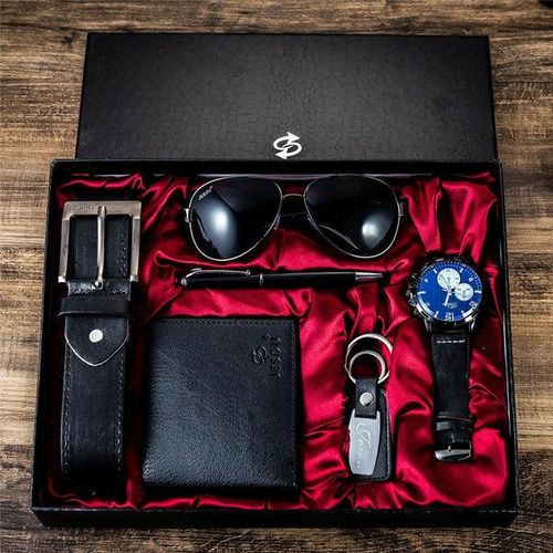 Popular Men's Gift Set Beautifully Packed Watch + Belt Wallet Creative Simple Combination Set for Father's Day