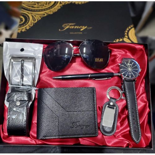 Popular Men's Gift Set Beautifully Packed Watch + Belt Wallet Creative Simple Combination Set for Father's Day