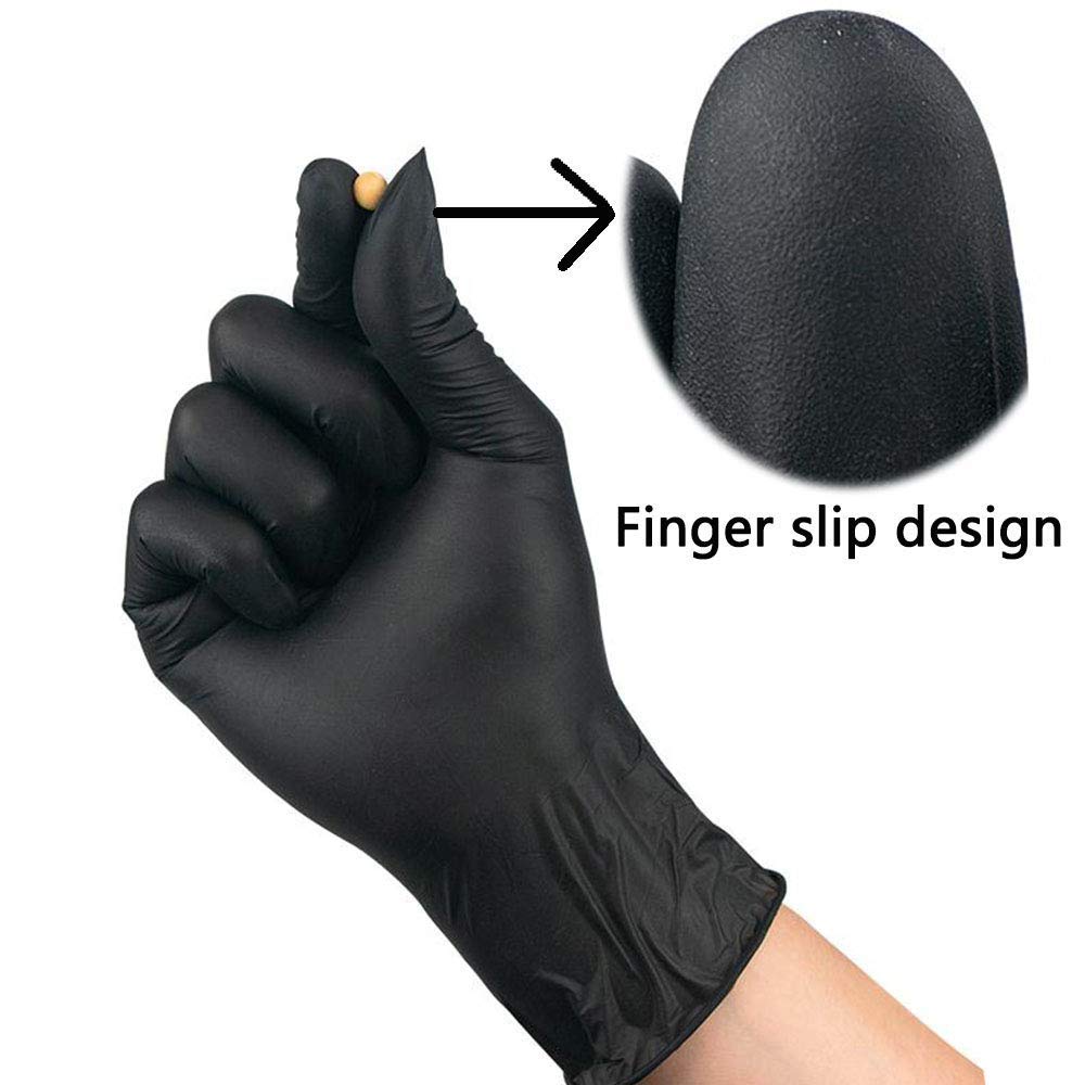 Nitrile Kitchen Large Black Non Latex Daily Supplies for Food Service/Mechanic/Cleaning/Paint/Tattoo/Cooking/Hair Coloring Box of 100,Durable & Fit