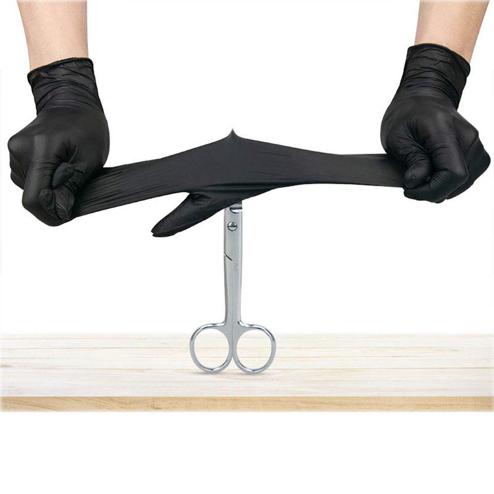 Nitrile Kitchen Large Black Non Latex Daily Supplies for Food Service/Mechanic/Cleaning/Paint/Tattoo/Cooking/Hair Coloring Box of 100,Durable & Fit