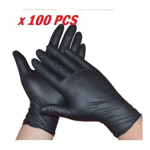 Nitrile Kitchen Large Black Non Latex Daily Supplies for Food Service/Mechanic/Cleaning/Paint/Tattoo/Cooking/Hair Coloring Box of 100,Durable & Fit