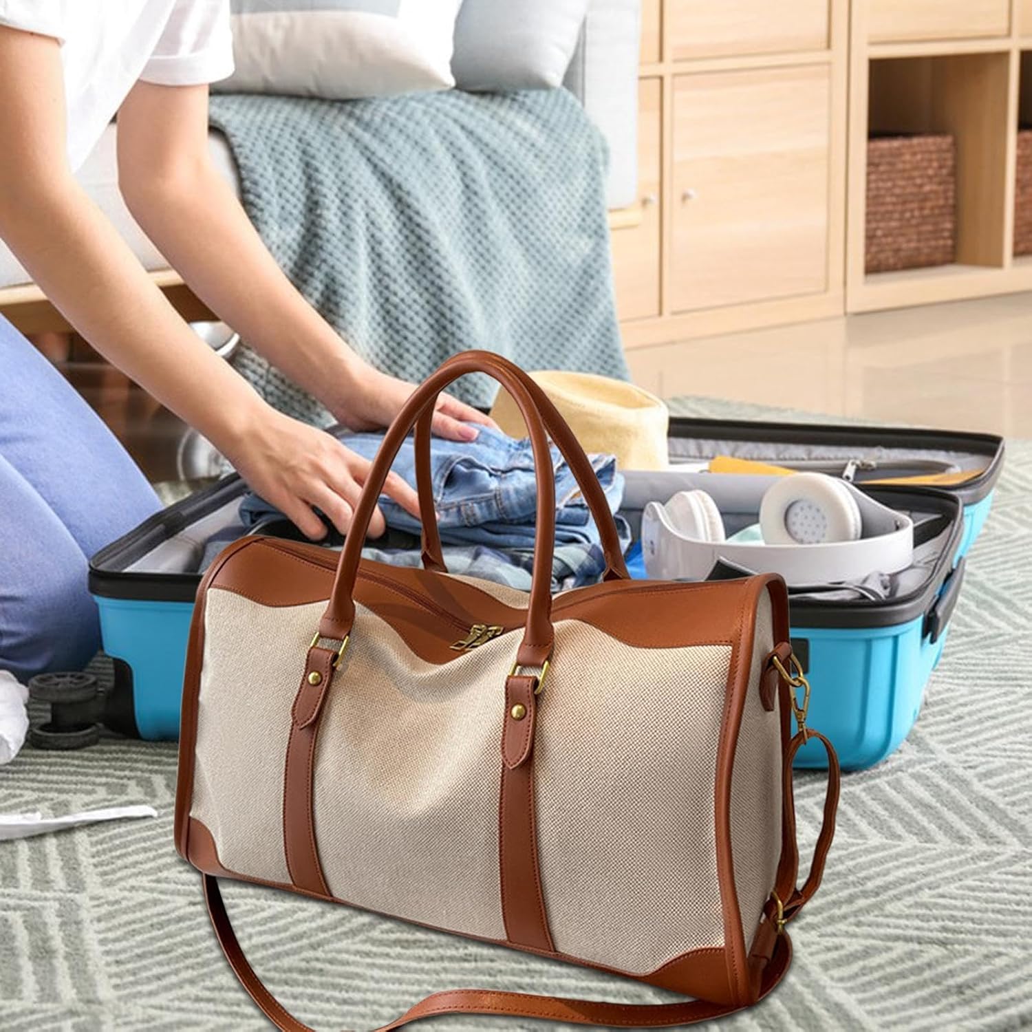 Travel Duffle Bag Canvas Fashion Sports Gym Bag for Fitness Outdoor Gym Weekend