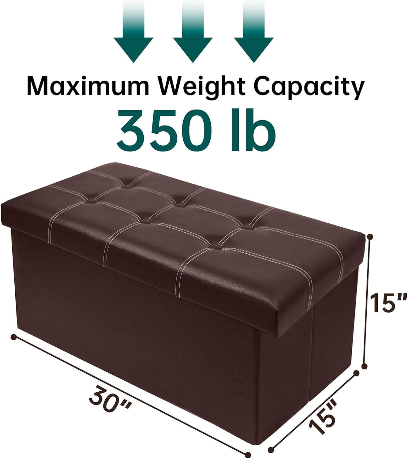 Folding Storage Ottoman Bench,Storage Chest Footrest Step Stool with Padded Seat for Bedroom Hallway Living Room, End of Bed Storage Seat
