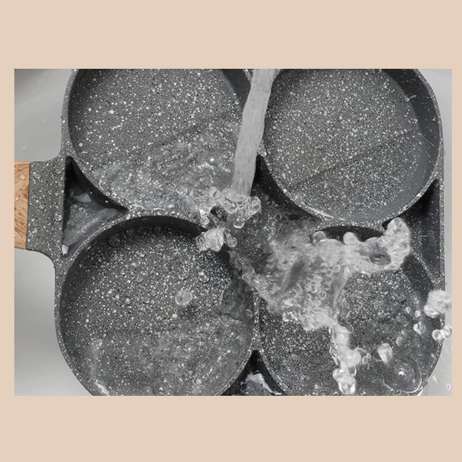 Multi-purpose 4 Hole Omelette Pan for Pancakes, Ground Steaks, Eggs Omelette Pancake Pan Non-Stick Aluminium for Gas Cookers and Induction Cookers