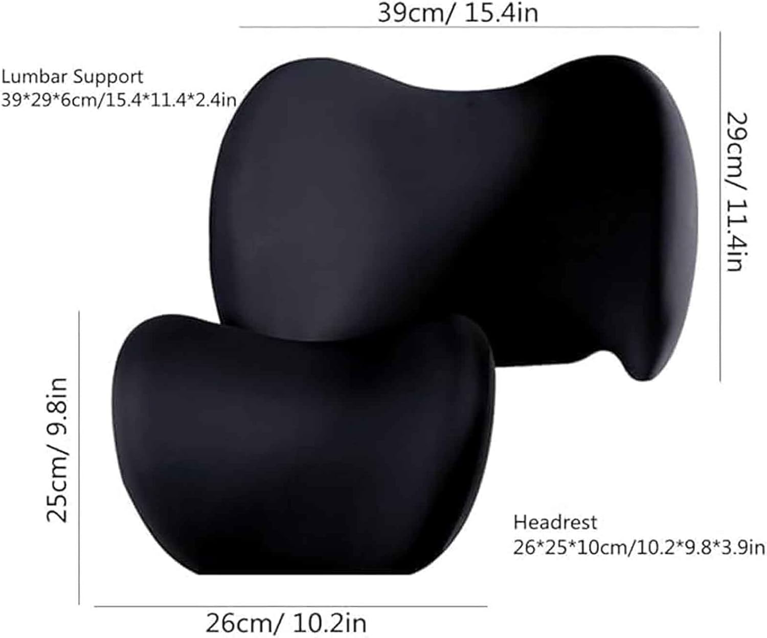 Headrest Neck Pillow and Lumbar Neck & Lumbar Support Pillow for Chair, Car Seat, Wheelchair, Office Chair Memory Foam Neck Back Support Cushion, One Set Black Cushion