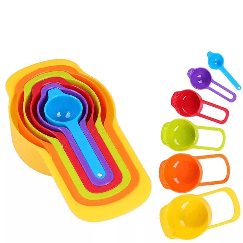 Generic 6Pcs Plastic Measuring Cups/Spoon Set - Multicolour