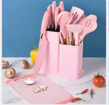 SILICONE COOKING UTENSILS SET - 19 PCS KITCHEN UTENSILS HEAT RESISTANT/NON-STICK/NON TOXIC/BPA FREE SILICON SPOONS SPATULA WHISK TONGS MIXING SPOON,WOODEN HANDLE KITCHEN UTENSIL SET WITH HOLDER