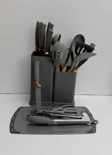 SILICONE COOKING UTENSILS SET - 19 PCS KITCHEN UTENSILS HEAT RESISTANT/NON-STICK/NON TOXIC/BPA FREE SILICON SPOONS SPATULA WHISK TONGS MIXING SPOON,WOODEN HANDLE KITCHEN UTENSIL SET WITH HOLDER