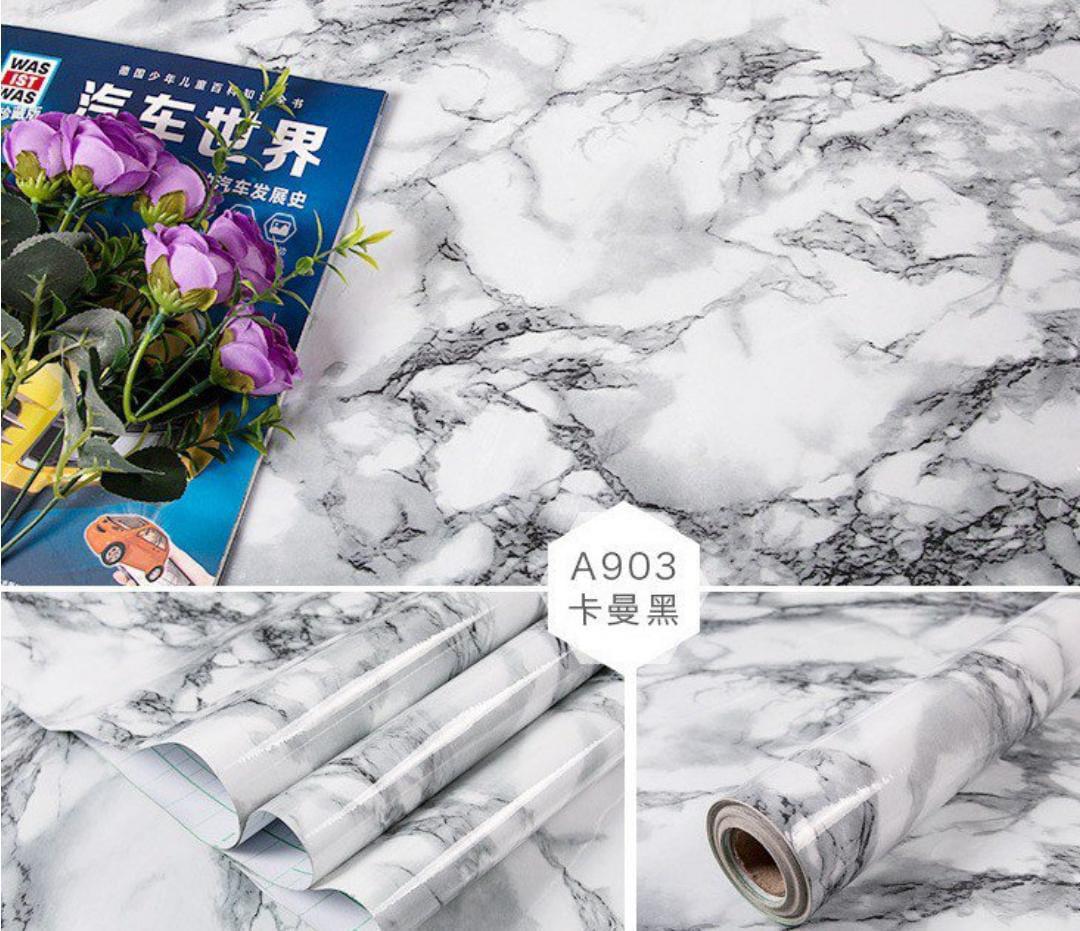 Generic 65cm Width Marble Wallpaper Contact Paper Waterproof -Proof Wall Pvc Self Adhesive Kitchen Counter Home