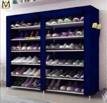 Jaza Keja 6 Tier Shoe Rack Storage Organizer 36 Pairs Portable Double Row Dustproof Cover Non-Woven Shoe Storage Cabinet