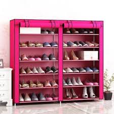 Jaza Keja 6 Tier Shoe Rack Storage Organizer 36 Pairs Portable Double Row Dustproof Cover Non-Woven Shoe Storage Cabinet