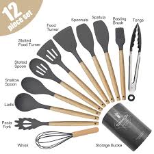 Silicon 12 PCS SPOON SET. Made of food-grade silicone Heat resistant Non-stick BPA-free Dishwasher safe Variety of spoons included Flexible and soft