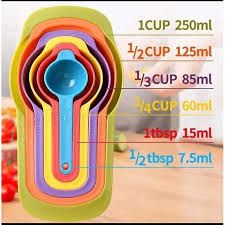 Generic 6Pcs Plastic Measuring Cups/Spoon Set - Multicolour