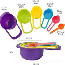Generic 6Pcs Plastic Measuring Cups/Spoon Set - Multicolour