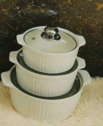 3 pcs ceramic soup pot 3L , 2.5 L and 1.2L-This ceramic serving dishes can be used as serving dishes for prep, salad, pasta, soup, and small mixing bowls for cake cookie. Lid Keeps Food Fresh.