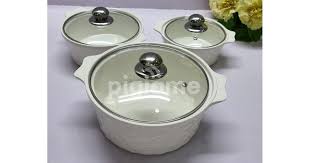 3 pcs ceramic soup pot 3L , 2.5 L and 1.2L-This ceramic serving dishes can be used as serving dishes for prep, salad, pasta, soup, and small mixing bowls for cake cookie. Lid Keeps Food Fresh.