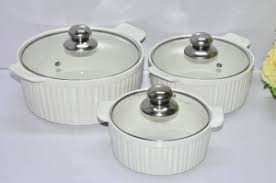 3 pcs ceramic soup pot 3L , 2.5 L and 1.2L-This ceramic serving dishes can be used as serving dishes for prep, salad, pasta, soup, and small mixing bowls for cake cookie. Lid Keeps Food Fresh.