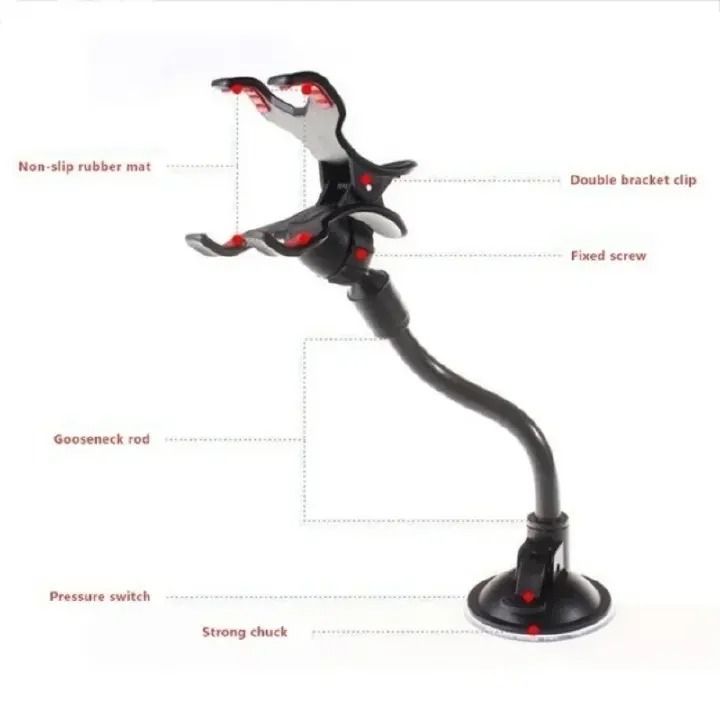 1PC Car Phone Holder Windshield Holder For Phone In Car Universal Car Mobile Phone Holder Stand Rotating 360 Degree Long Arm Windshield Mount for GPS