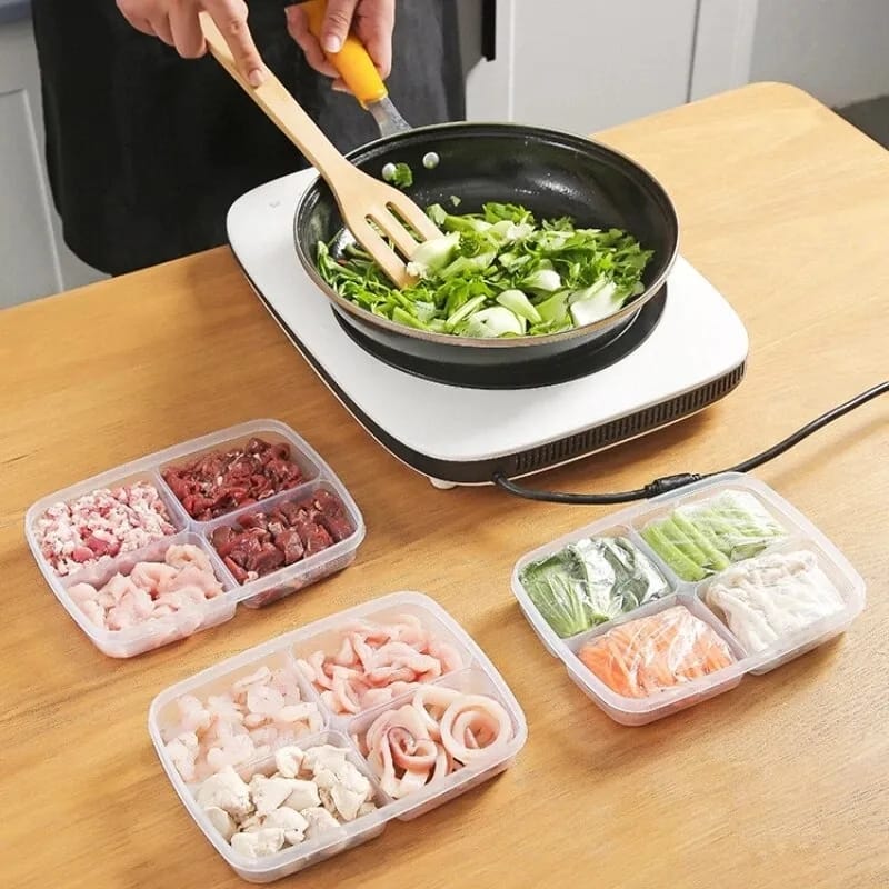 Large Divided Snackle Box Charcuterie Container Compartment Refrigerator Organizer Bins for Fridge Clear Veggie Tray with Lid Stackable Produce Saver for Fruits, Vegetables, Meat Storage 1 Pack