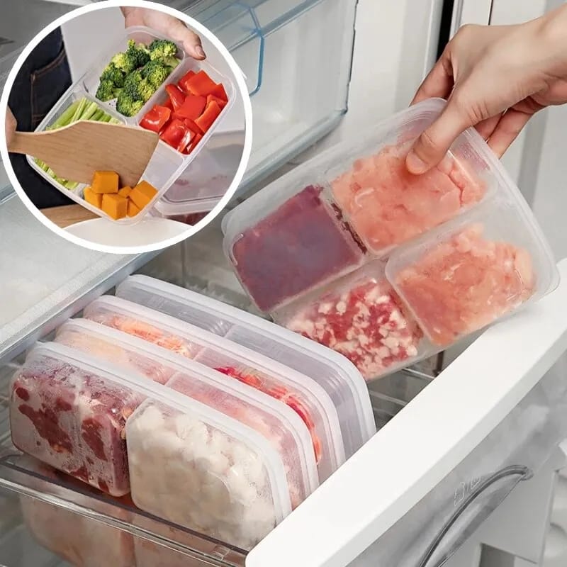 Large Divided Snackle Box Charcuterie Container Compartment Refrigerator Organizer Bins for Fridge Clear Veggie Tray with Lid Stackable Produce Saver for Fruits, Vegetables, Meat Storage 1 Pack