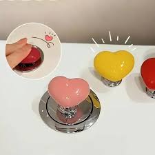 2Pcs Heart Shape Toilet Presser Love Toilet Press Button Bathroom Water Tank Buttons Push Switch Bathing Room Decor Nail Protector