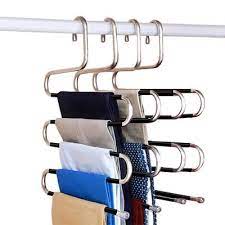 Space Saving - Non Slip Stainless Steel Multifunctional Pants Rack, Clothes Closet Storage Organizer for Pants Jeans Trousers Scarf Hanger