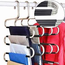 Space Saving - Non Slip Stainless Steel Multifunctional Pants Rack, Clothes Closet Storage Organizer for Pants Jeans Trousers Scarf Hanger