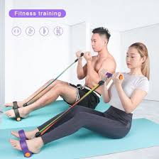 TUMMY TRIMMER - LEG & AB EXERCISE - FULL BODY WORKOUT FOR MEN AND WOMEN MULTIFUNCTION TENSION ROPE, TUBE ELASTIC YOGA PEDAL PULLER RESISTANCE BAND, NATURAL LATEX TENSION ROPE FITNESS EQUIPMENT, FOR AB