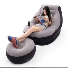 Inflatable Lazy Sofa with foot step comes with free pump 💹Optional Spherical Outdoor Inflatable Sofa PVC Plush Football Sofa Lazy Lounge Chair comes with a free pump